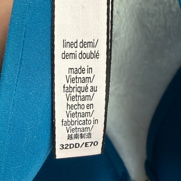 Victoria's Secret Lined Demi Bra Teal Blue Gold V Hardware 32DD - Picture 8 of 11